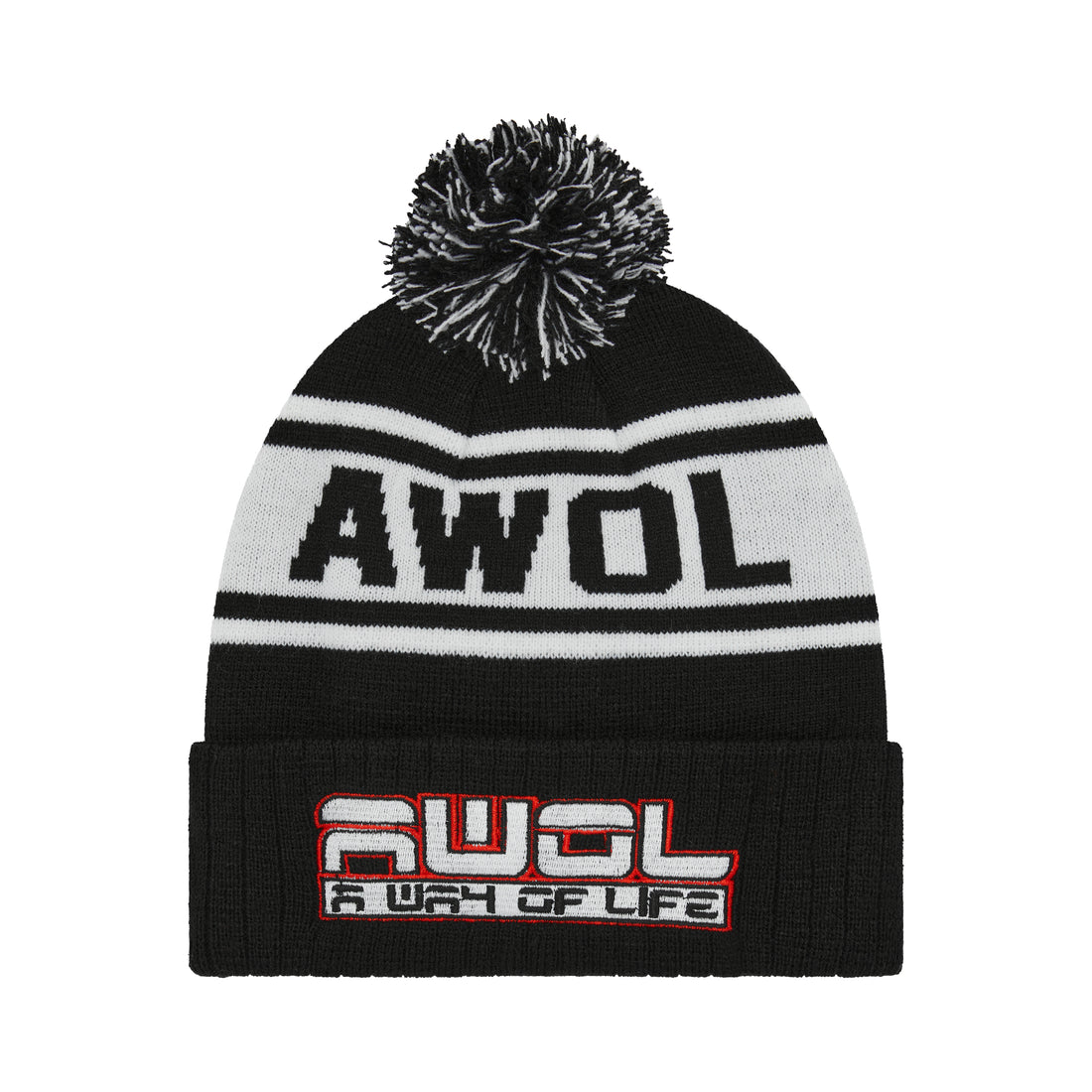 AWOL Bobble Beanie - Unisex - White/Black