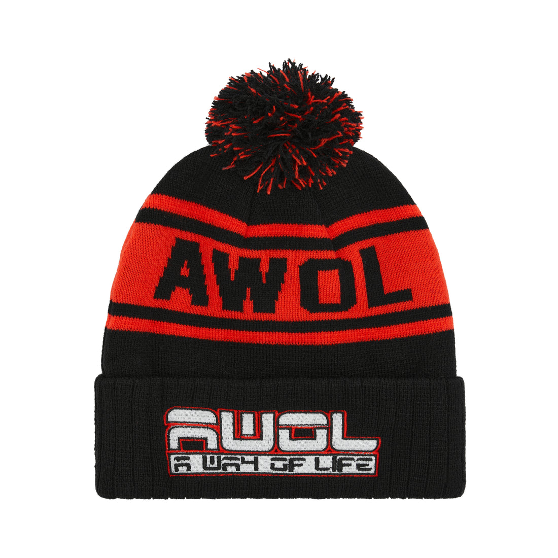 AWOL Bobble Beanie - Unisex - Red/Black