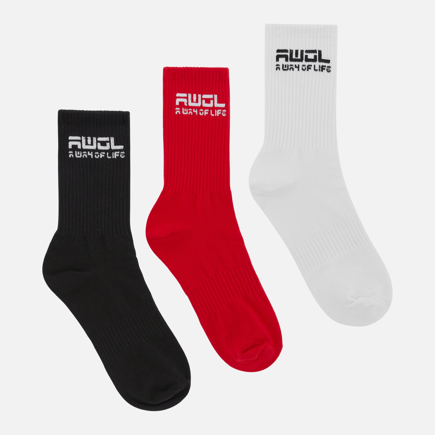 Multi Coloured Pack of 3 Red Socks, Black Socks, White Socks